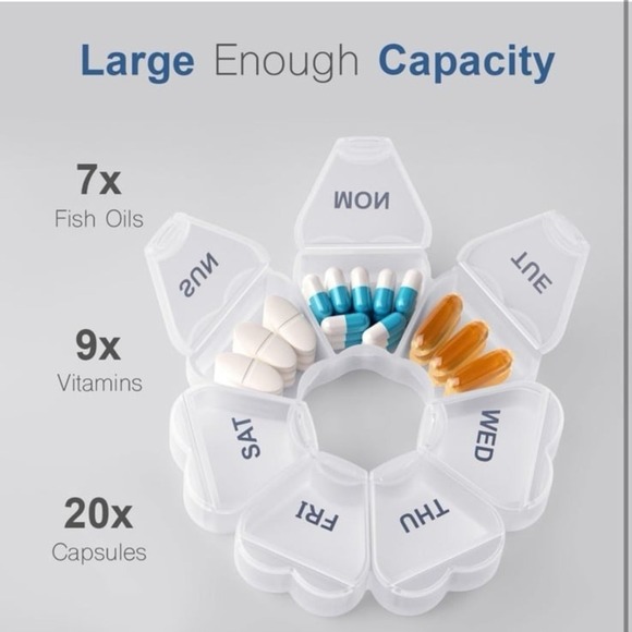 New Large Weekly Pill Organizer, Pill Box 7 Day, KAPENS Daily Vitamin Case Large - Picture 2 of 8